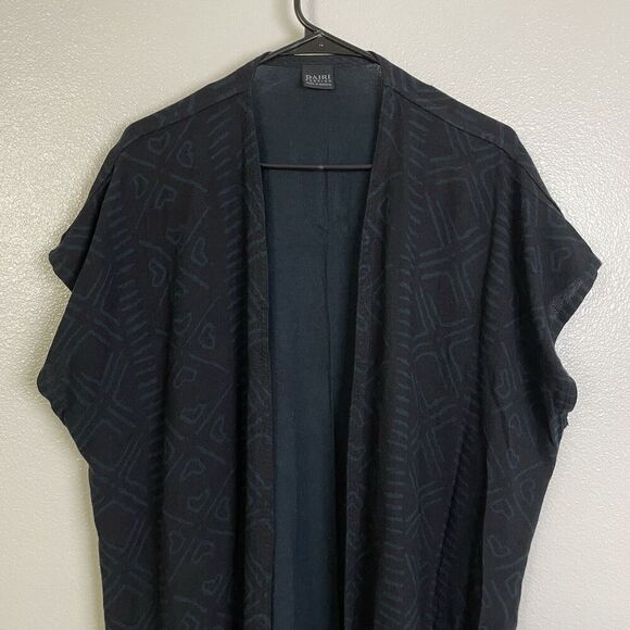 Dairi Fashions Knit Cardigan Sweater Black Moroccan Tribal Long Slits Womens OS - Picture 3 of 9